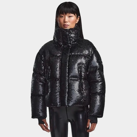 NWT Rudsak Laurence Winter Jacket black sequin, size medium - Picture 2 of 16